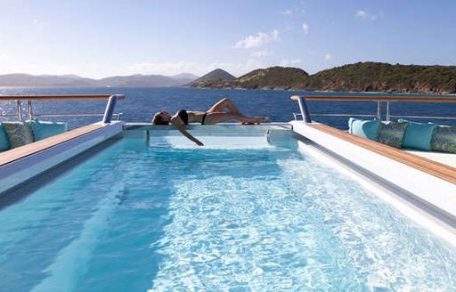 Swimming pool on board superyacht SOLANDGE