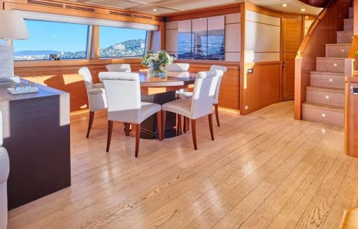 Charter yacht BEST OFF interior dining setup