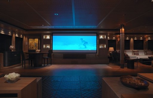 cinema in the main salon of superyacht naia