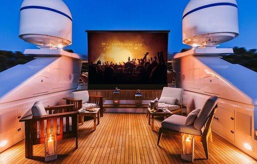 Outdoor cinema onboard charter yacht NATALIA V