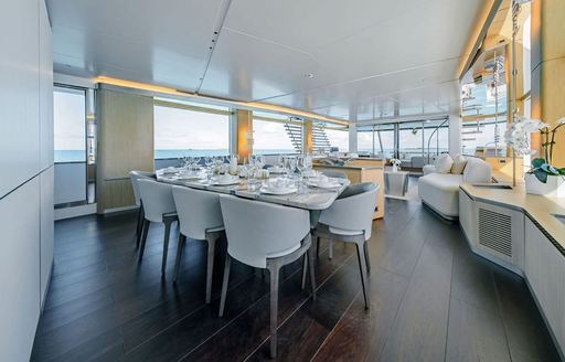 Charter yacht PROPOSITION interior dining table