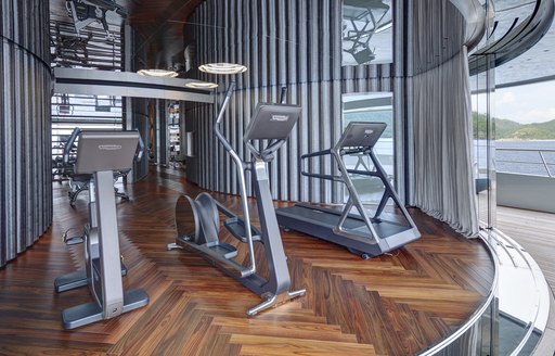 Treadmills and cycling machines on board a superyacht