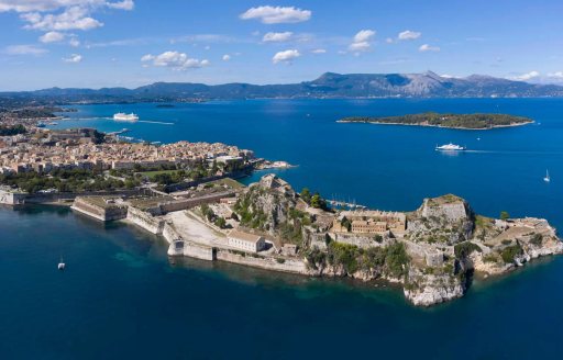 Aerial view of Corfu's coastline