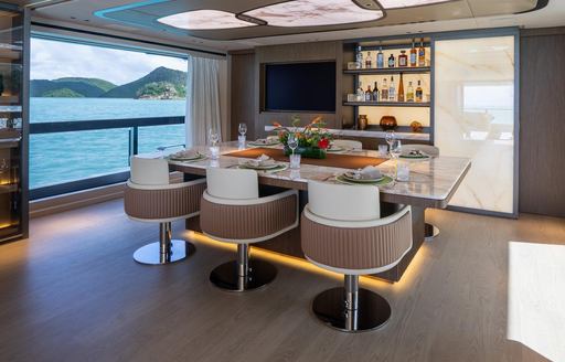 Charter yacht WHITE STAR interior dining area