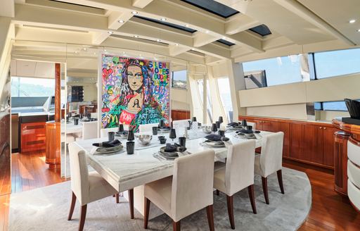 Charter yacht ABILITY interior dining area