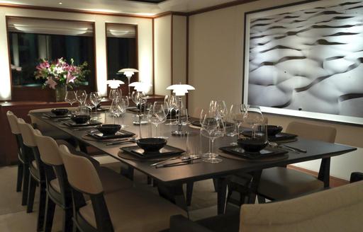 Charter yacht SOLACE interior dining area