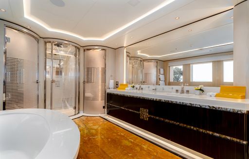 Marble effect en-suite on superyacht O'PARI