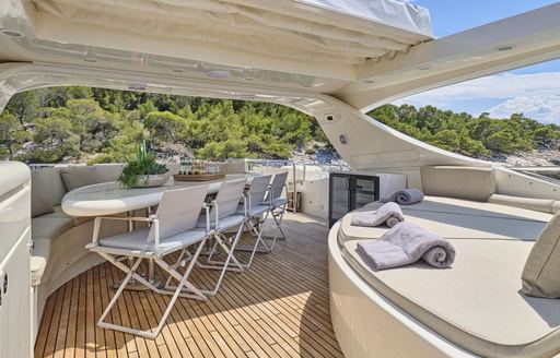 Charter yacht STAR LINK exterior seating on sun deck