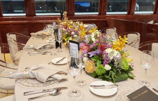 A tablescaping entry at a competition during the Mediterranean Yacht Show