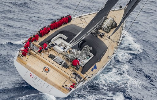 Crew on board superyacht during Loro Piana Superyacht Regatta