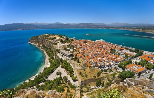 overhead of the beautiful Nafplio coastline