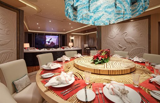 Formal dining onboard MY tranquility