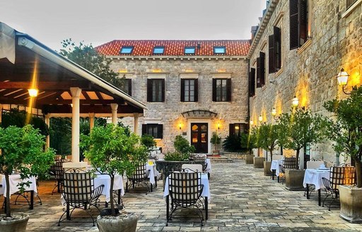 Beautiful sun terrace at hotel Kazbek Dubrovnik in Croatia