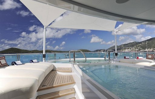 Pool on board charter yacht TV