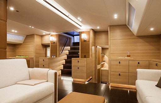 main entrance into interior of sailing yacht SHAMANNA