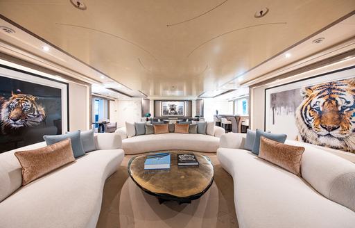 Main salon onboard charter yacht LUNA