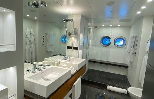 Charter yacht BOLD ensuite with dual sinks
