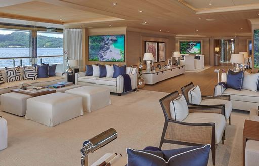 Charter yacht IJE interior lounge area