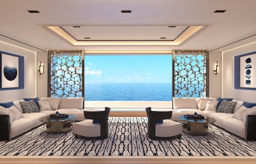 Charter yacht AMALYA seating area with large window