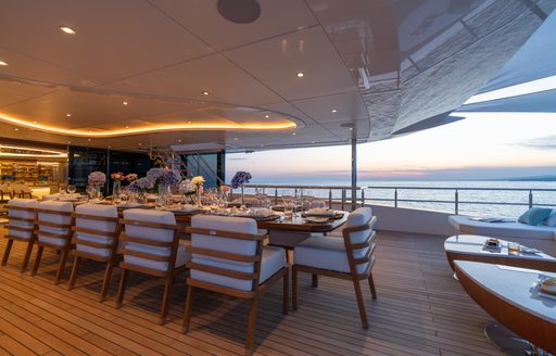 Alfresco dining option onboard charter yacht ETERNAL SPARK