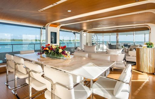 Charter yacht KOJU interior dining area