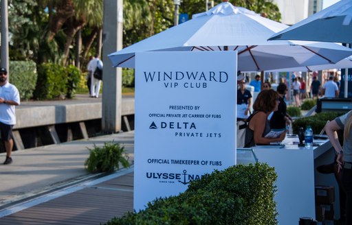 Sign for the VIP Windward Club at FLIBS