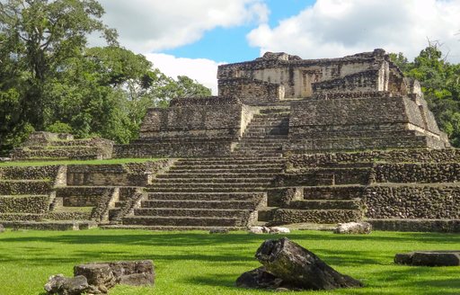 Ancient stone pyramid built by Mayan people in Belize