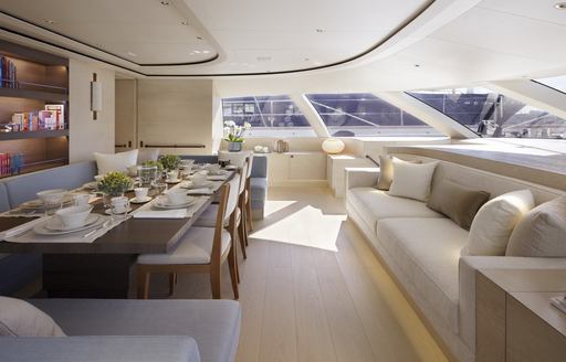 Second salon on luxury yacht TWIZZLE, with plenty of natural light 