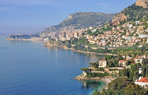 view of the coast of Monaco along the French Riviera