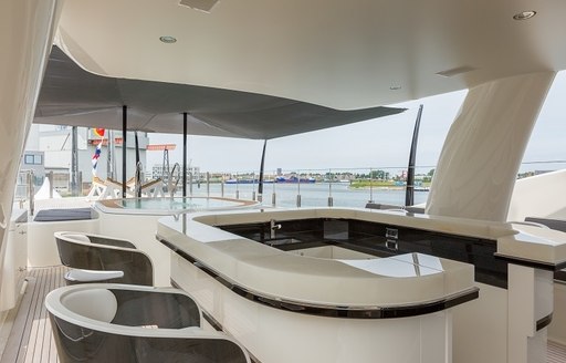 wet bar on the sundeck of charter yacht ELIXIR 