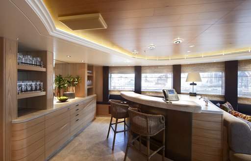 lounge bar on luxury yacht naia 