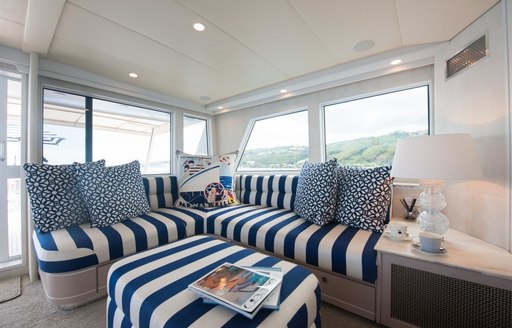 small snug with comfortable sofa on board superyacht DREAMTIME 