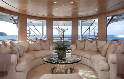 Stunning sky lounge onboard motor yacht FRIENDSHIP