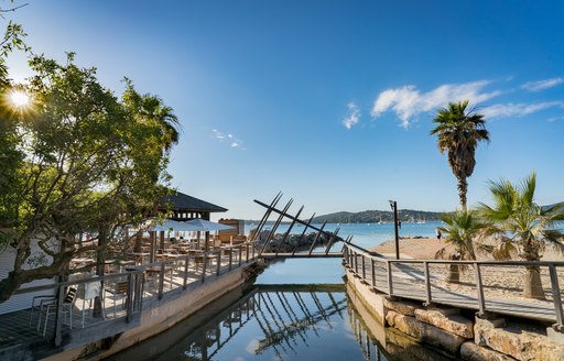 View of Golfe de St-Tropez from Pampelonne Beach in Saint-Tropez, south of France