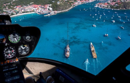 aerial view from helicopter of support vessel 'Fast & Furious'