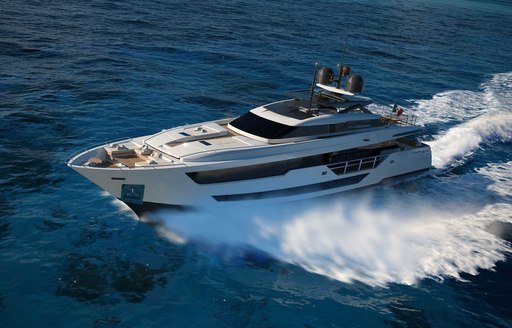 vista blue superyacht underway