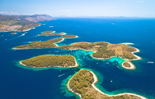 Elevated view looking out over some Croatian islands