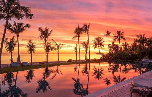 Six senses fiji hotel sunset