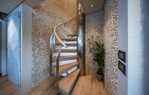Charter yacht BLUE DIAMOND interior staircase