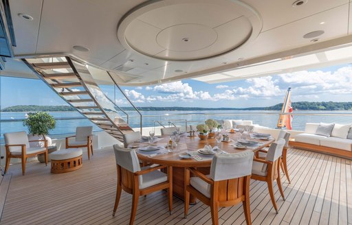 feadship charter yacht hasna alfresco dining arrangement