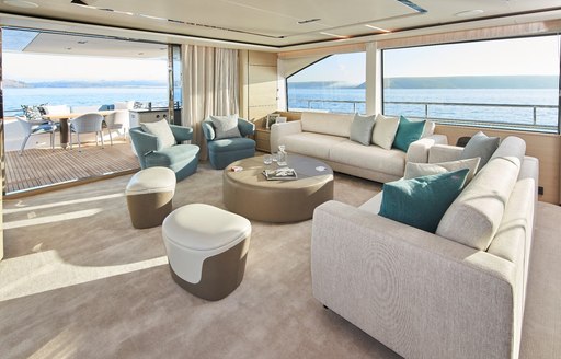 Main salon on superyacht HALLELUJAH