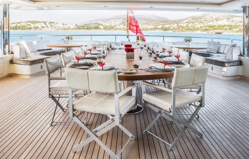 One of the al fresco dining options on board luxury yacht 'Light Holic'