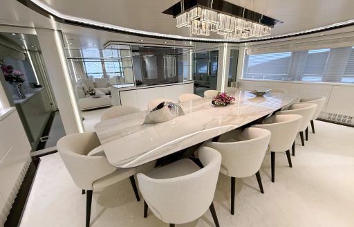 Charter yacht VERTIGO interior dining area