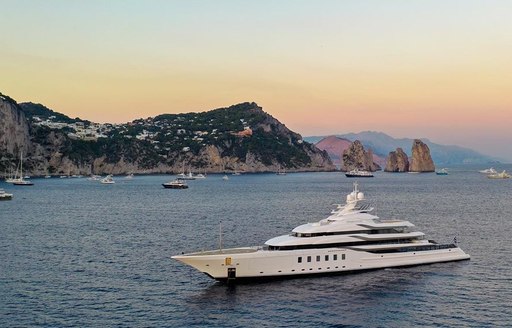 MADSUMMER superyacht at anchor in the Mediterranean