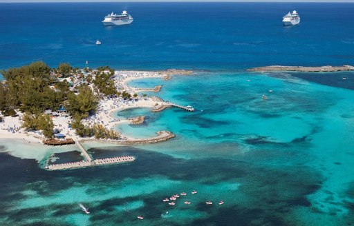 Aerial view of Coco Cay, Berry Islands
