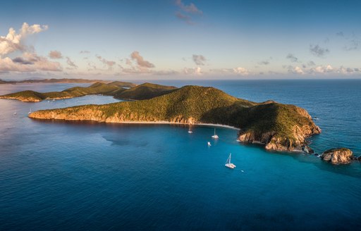 Blue sea and island in the Virgin Islands