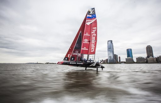 Emirates Team New Zealand racing in catamaran