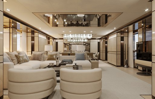 expansive social area onboard luxury superyacht RELIANCE