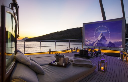 Alfresco cinema onboard SY Satori