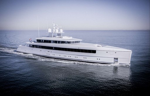 Feadship motor yacht NAJIBA underway, as seen from side profile